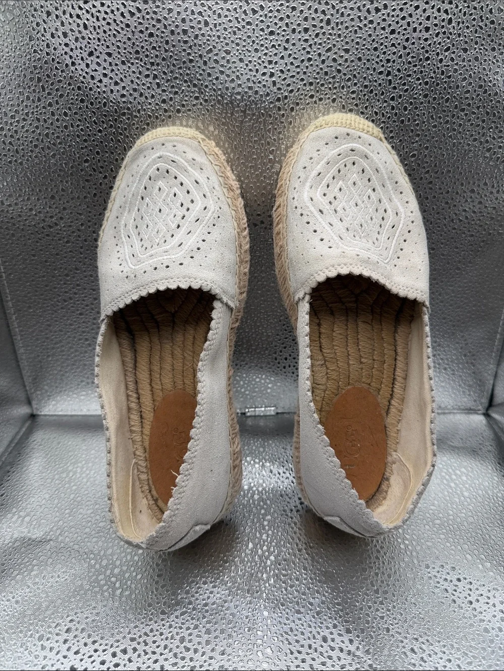 UGG Heidi Perf Cream Perforated Espadrille Slip-On Flats